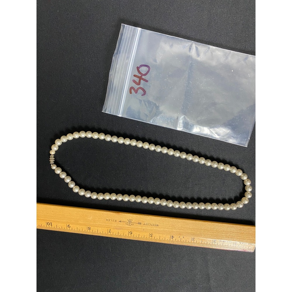 Classic Faux Pearl Necklace Silver Tone Clasp Elegant Womens Fashion Jewelry